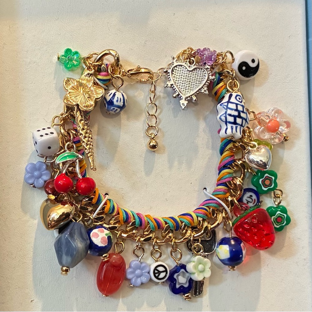 Viral Atterri Colorful Charm Bracelet – Gold Eclectic Y2K Kitsch Charm Jewelry - Picture 2 of 6